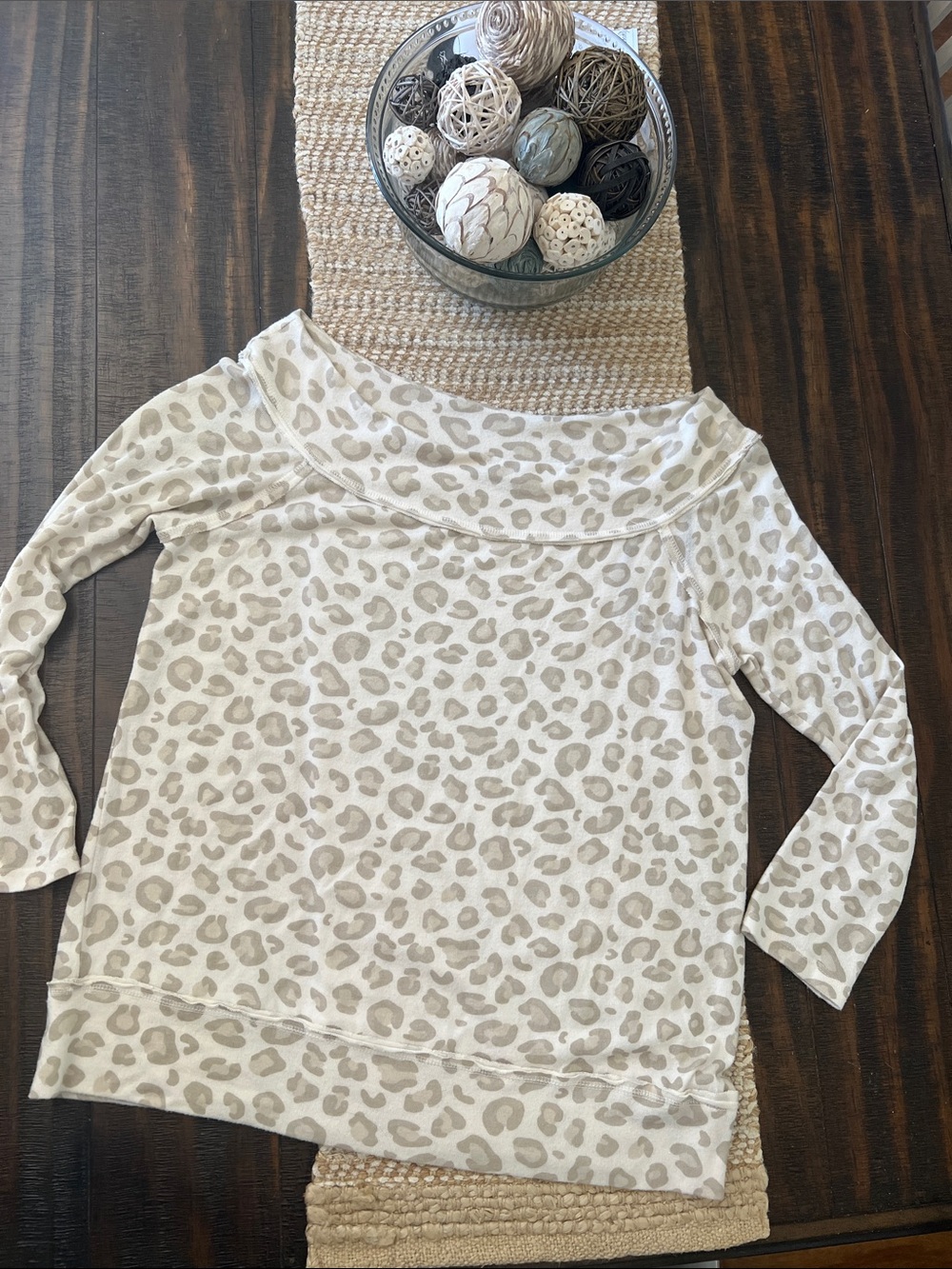 Gibson Cream and Taupe Leopard Print Top